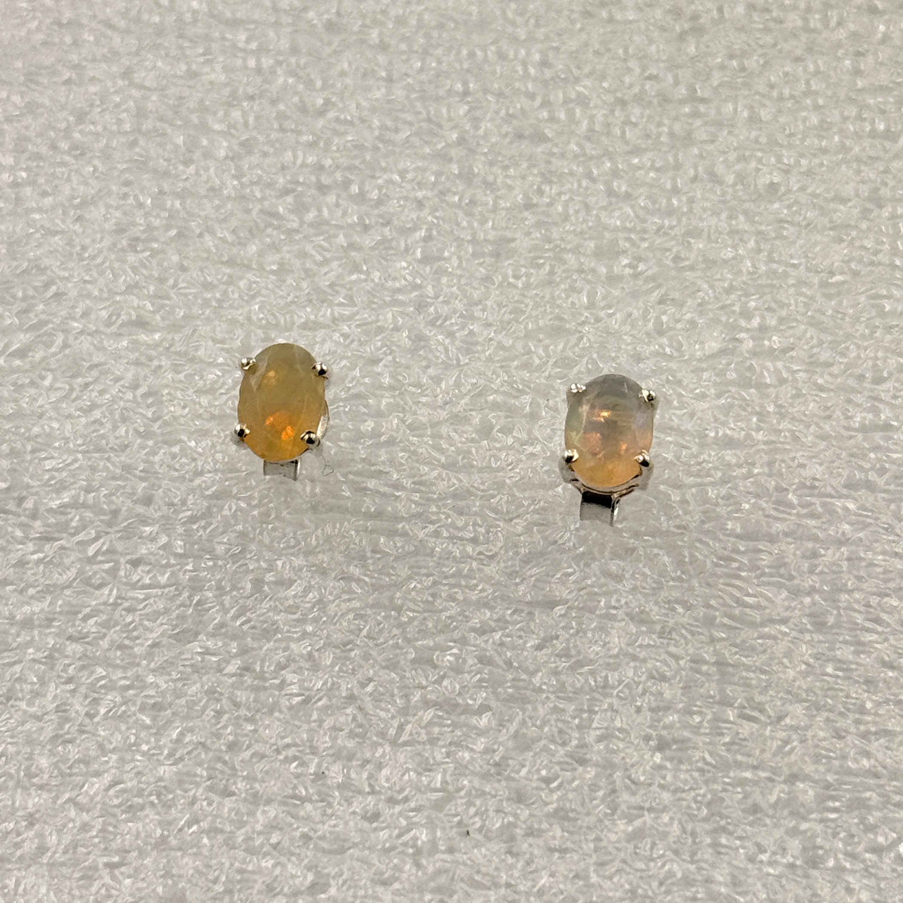 Sterling Silver Oval Ethiopian Opal Post Earrings Size 3