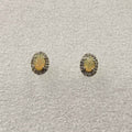Sterling Silver Halo Oval Ethiopian Opal Post Earrings