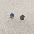 Sterling Silver Oval Labradorite Post Earrings Size 4