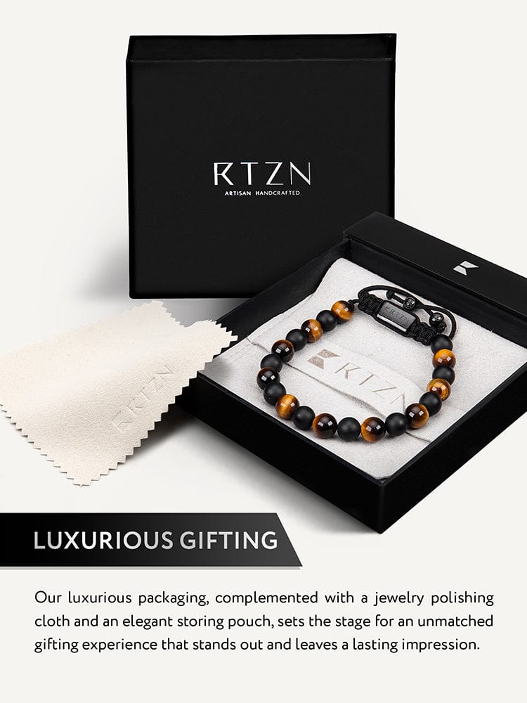 Tiger Eye & Black Onyx Beaded Bracelet - Tulum