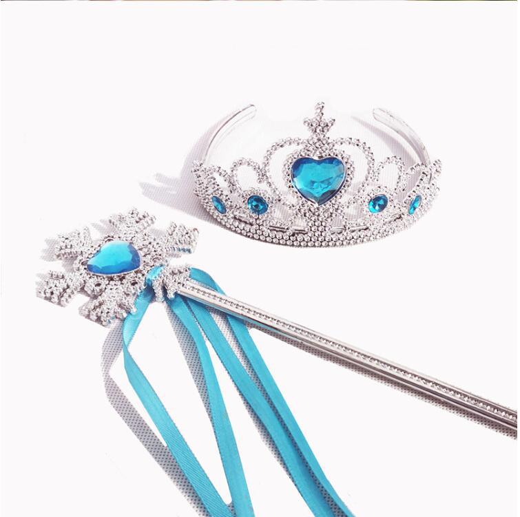 Children's Frozen Cartoon Crown Magic Wand Princess Elsa Ear Jewelry Set