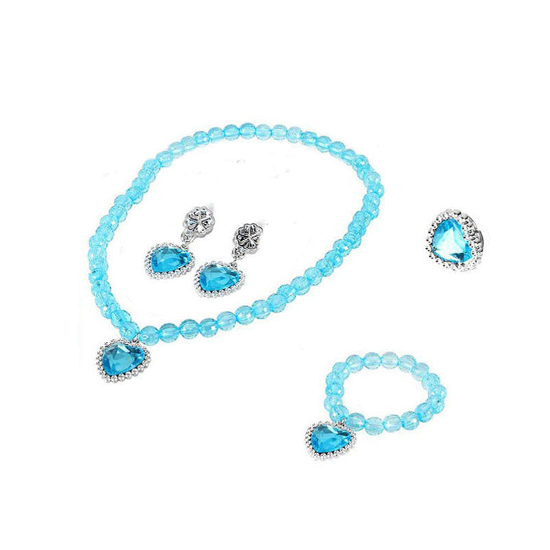 Children's Frozen Cartoon Crown Magic Wand Princess Elsa Ear Jewelry Set