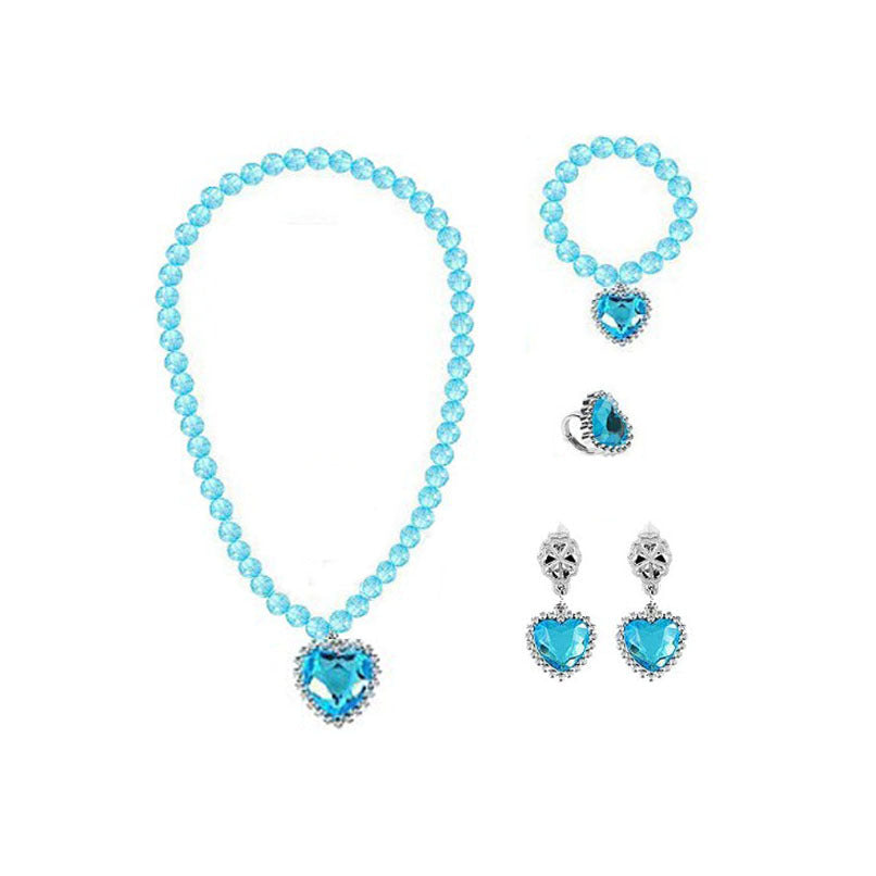Children's Frozen Cartoon Crown Magic Wand Princess Elsa Ear Jewelry Set