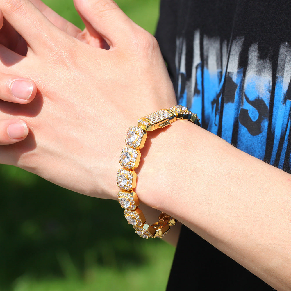 Hip-hop micro-inlaid zircon 12.5mm rock candy bracelet
