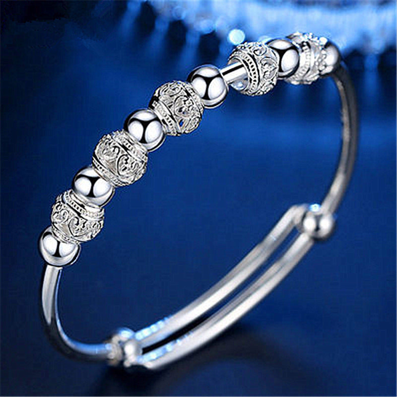 Love Pattern Lantern Right Rain Rotating Bead Push-pull Fashion Sier Bracelet
