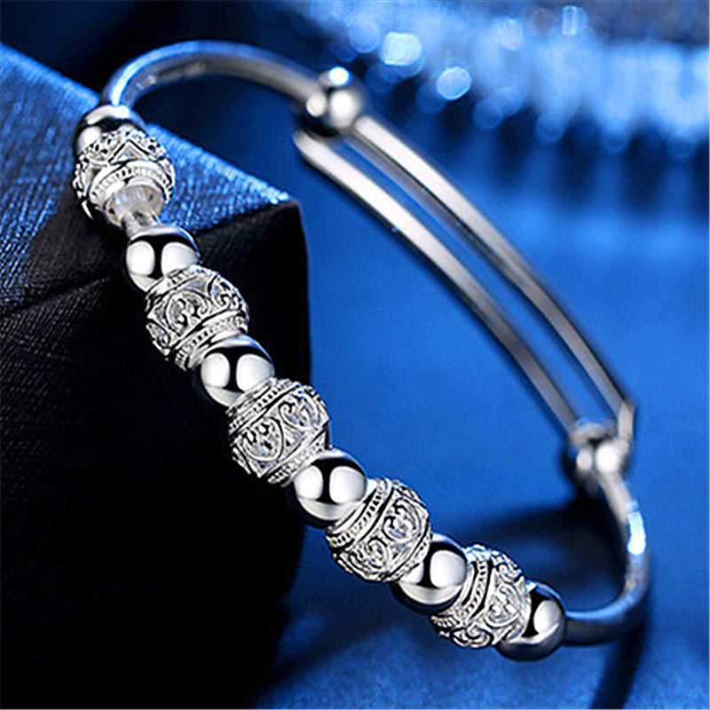 Love Pattern Lantern Right Rain Rotating Bead Push-pull Fashion Sier Bracelet