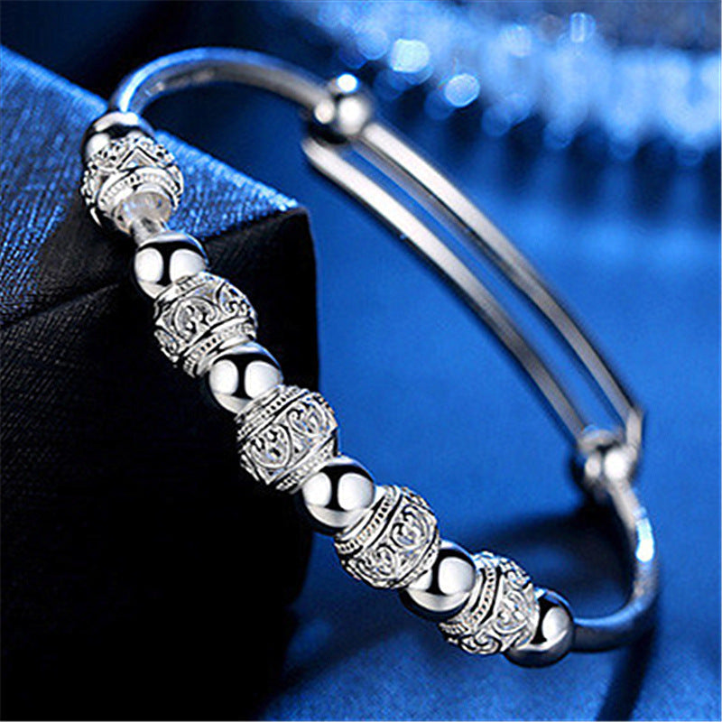 Love Pattern Lantern Right Rain Rotating Bead Push-pull Fashion Sier Bracelet