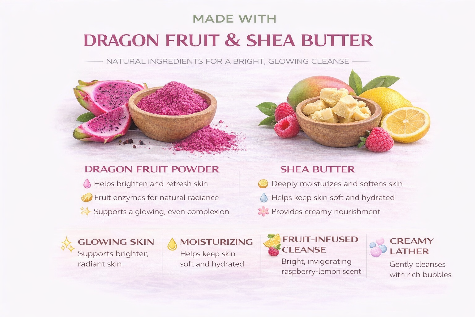 Raspberry Lemonade Dragon Fruit Shea Butter Bar Soap – Radiant Cleanse