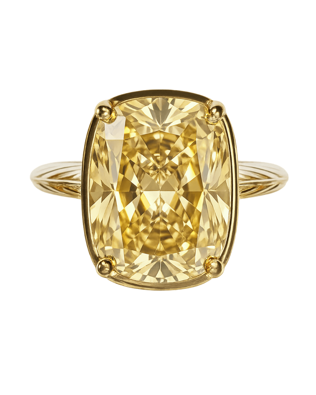 Sterling Silver Elongated Cushion Light Yellow CZ Cocktail Ring
