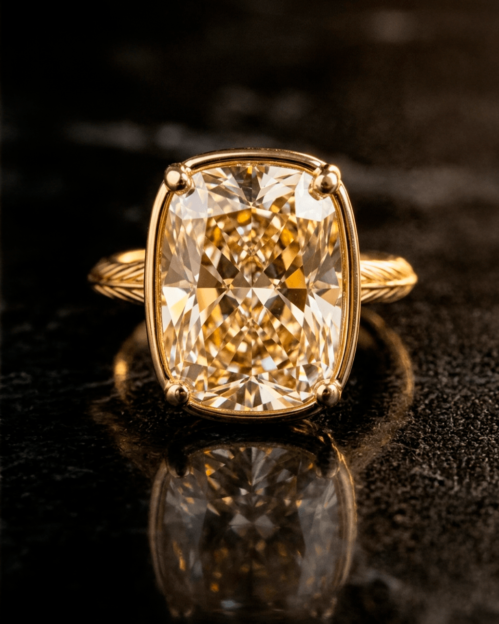 Sterling Silver Elongated Cushion Light Yellow CZ Cocktail Ring