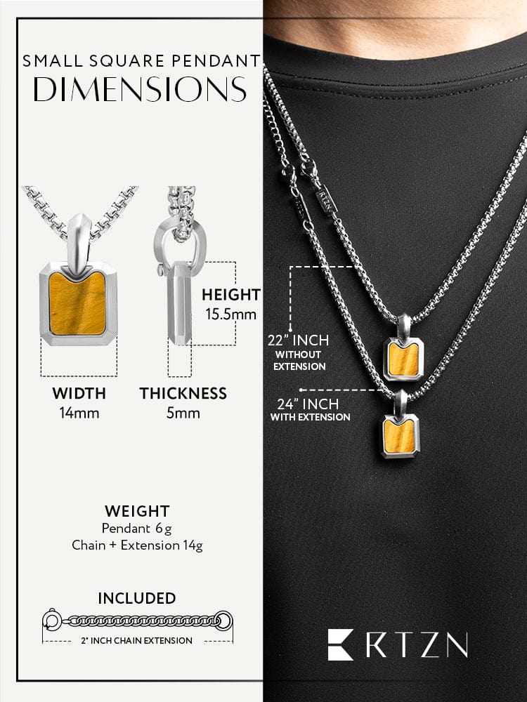 Tiger Eye Square Pendant Necklace