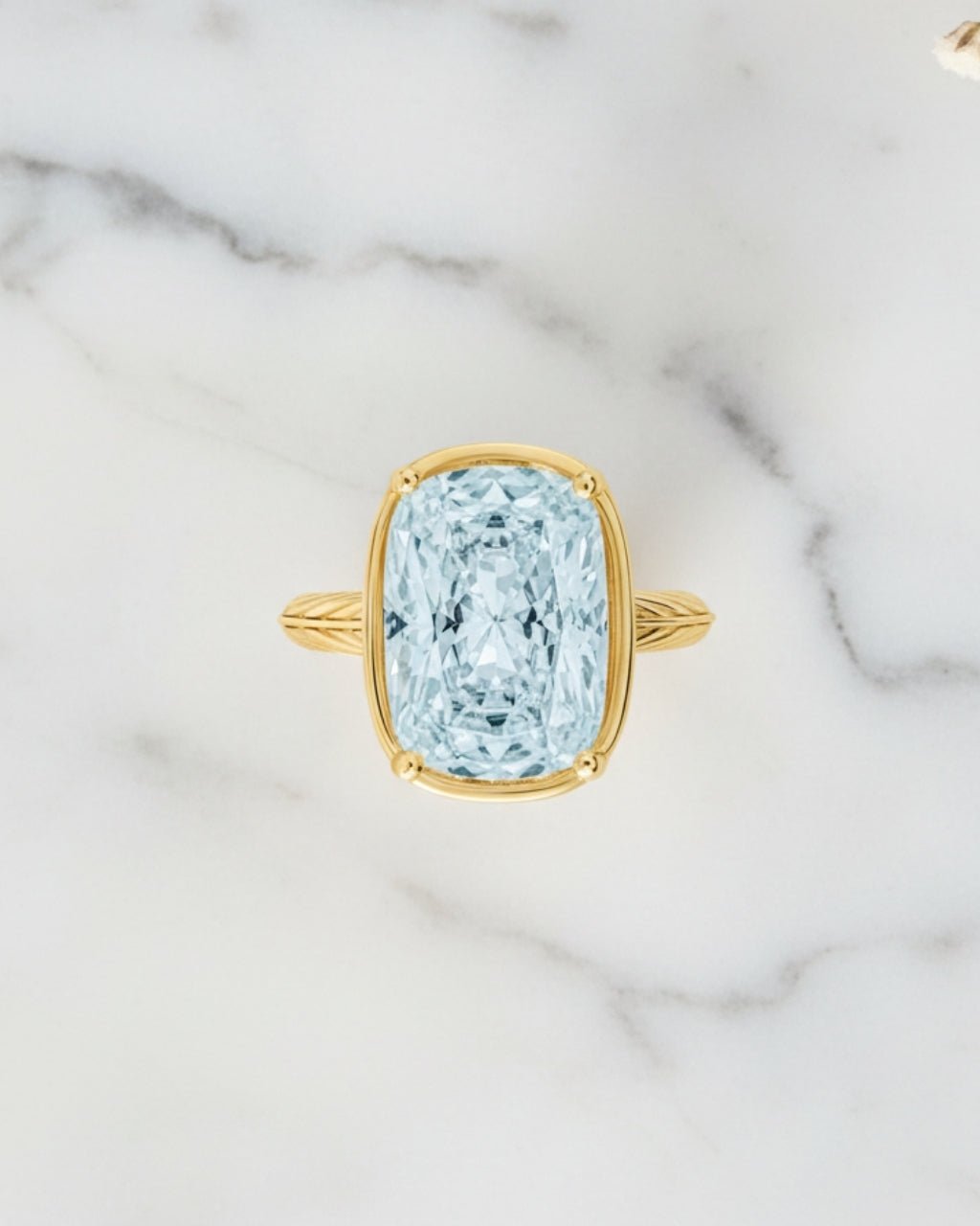Sterling Silver Elongated Cushion Aquamarine CZ Cocktail Ring