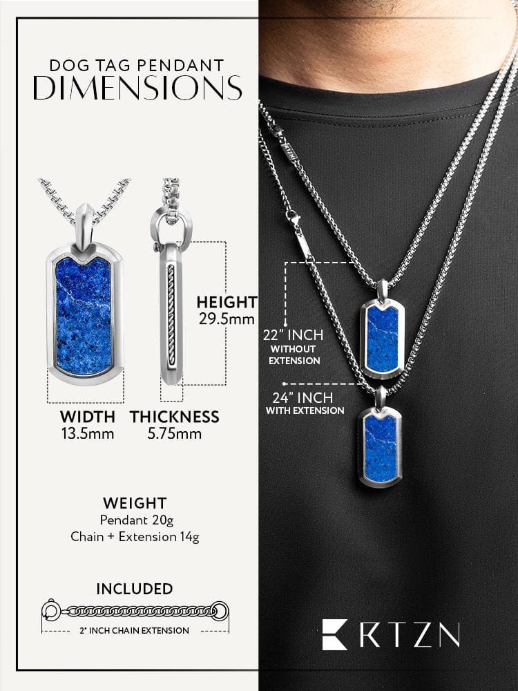 Lapis Lazuli Dog Tag Pendant Necklace
