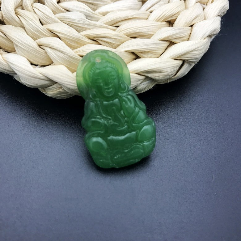 Women's & Men's Jade Pi Maitreya Longevity Lock Peace Buckle Lotus Emerald Pendant