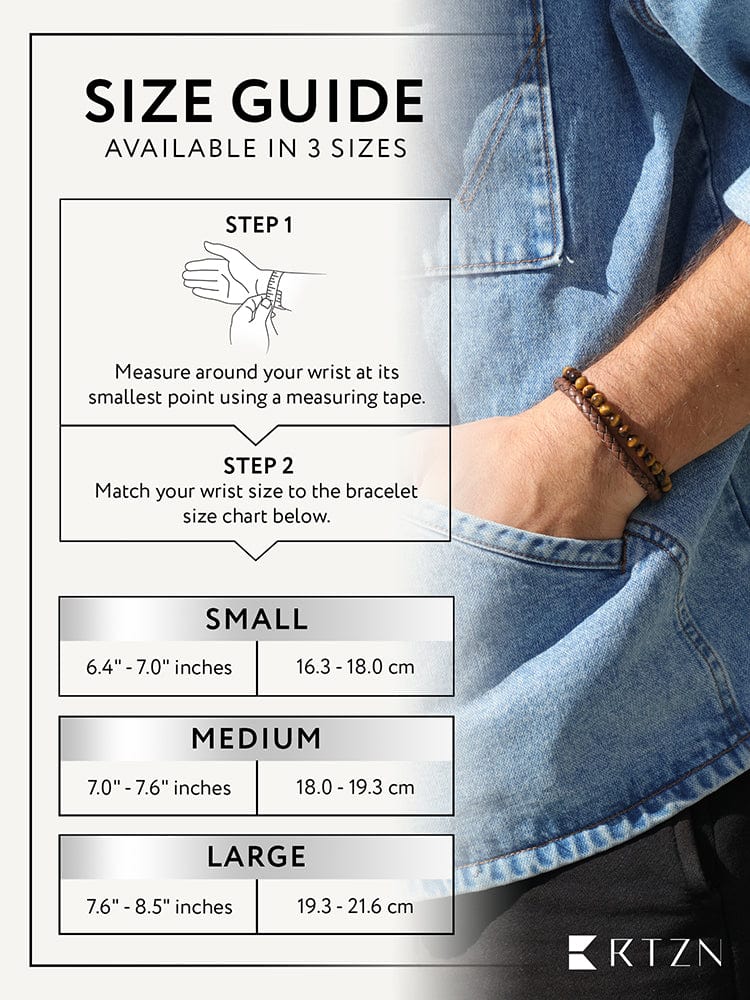 Brown Braided Leather & Tiger Eye Bead Bracelet
