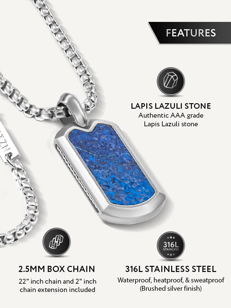 Lapis Lazuli Dog Tag Pendant Necklace
