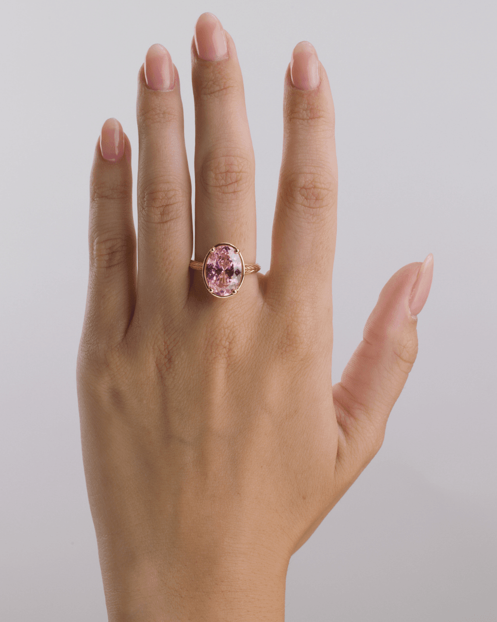 Sterling Silver Oval Cut Pink Sapphire CZ Cocktail Ring