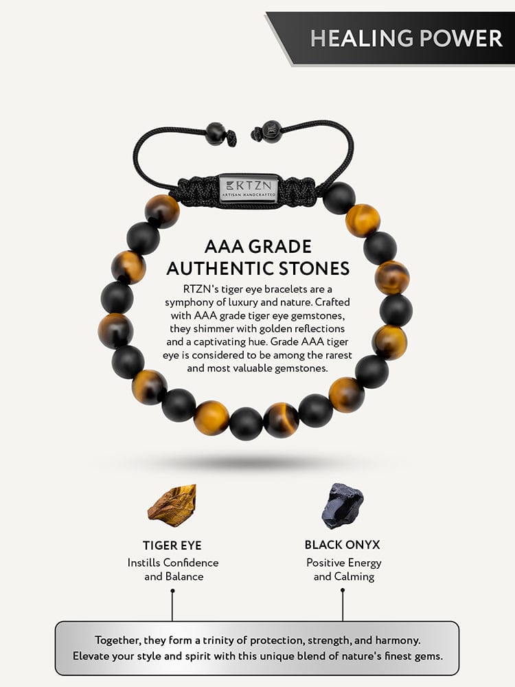 Tiger Eye & Black Onyx Beaded Bracelet - Tulum