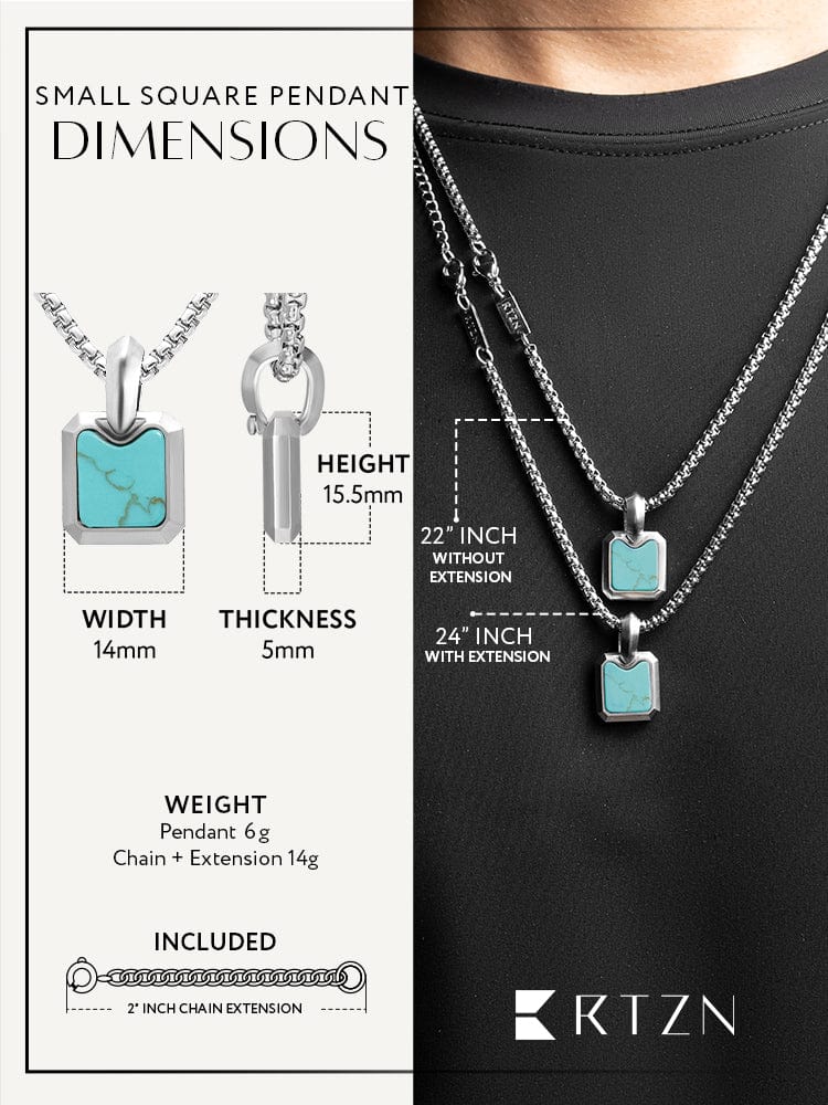 Turquoise Square Pendant Necklace