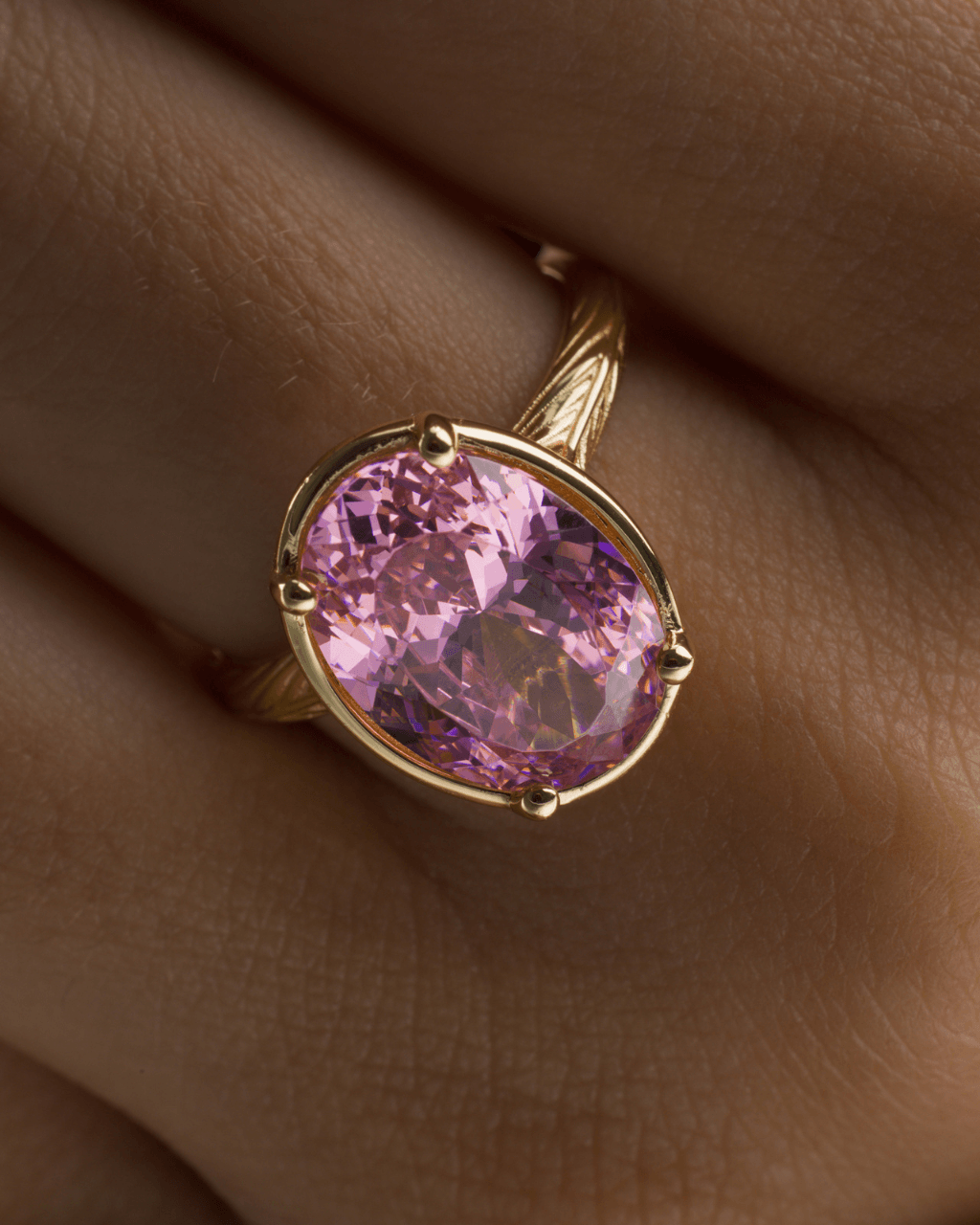 Sterling Silver Oval Cut Pink Sapphire CZ Cocktail Ring