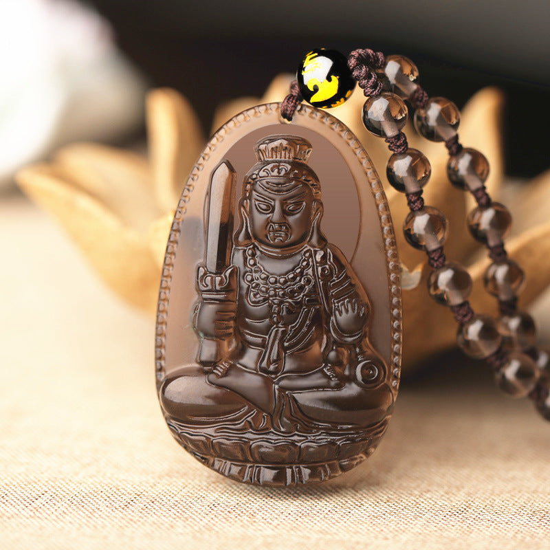 Icy Obsidian Chinese Zodiac Guardian Buddha Pendants