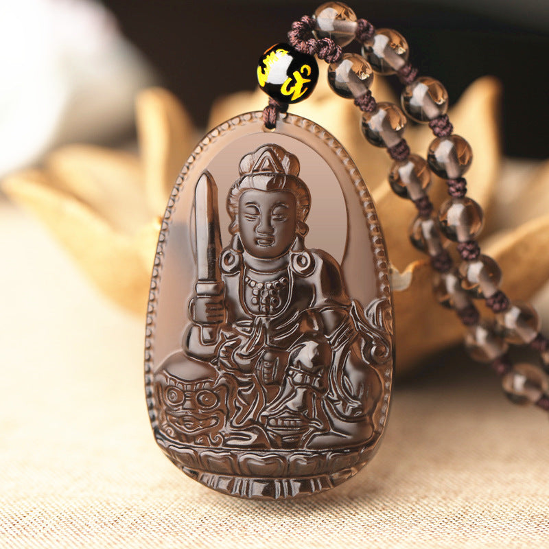 Icy Obsidian Chinese Zodiac Guardian Buddha Pendants