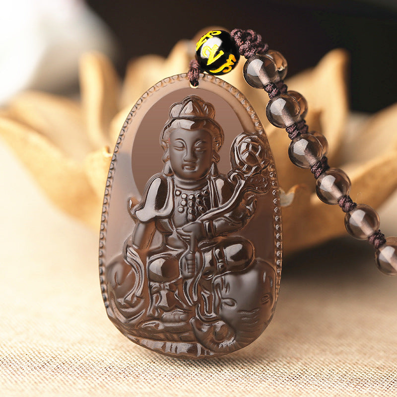 Icy Obsidian Chinese Zodiac Guardian Buddha Pendants