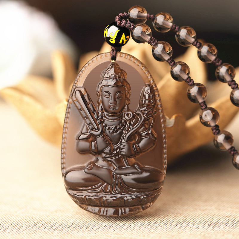 Icy Obsidian Chinese Zodiac Guardian Buddha Pendants