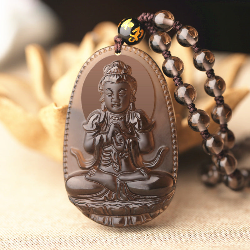 Icy Obsidian Chinese Zodiac Guardian Buddha Pendants
