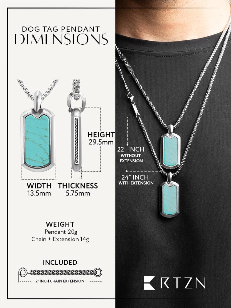 Turquoise Dog Tag Pendant Necklace