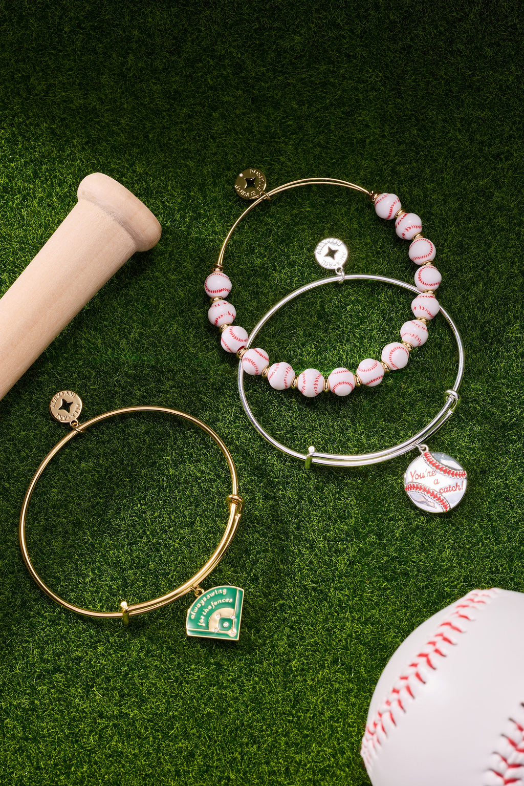 "Always Swing for the Fences" Charm Bangle