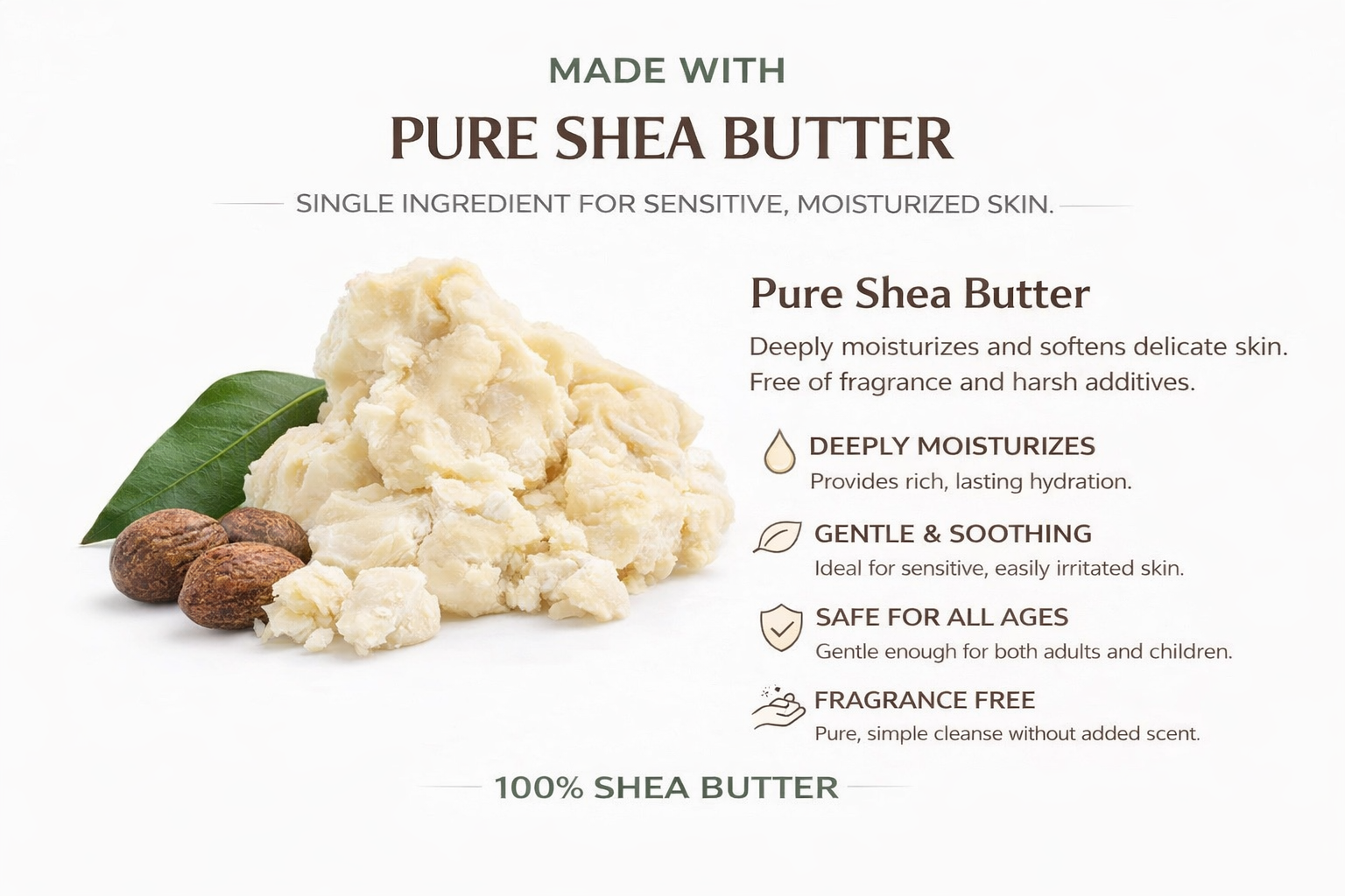 Pure Shea Butter Bar Soap – Fragrance-Free, Gentle & Moisturizing