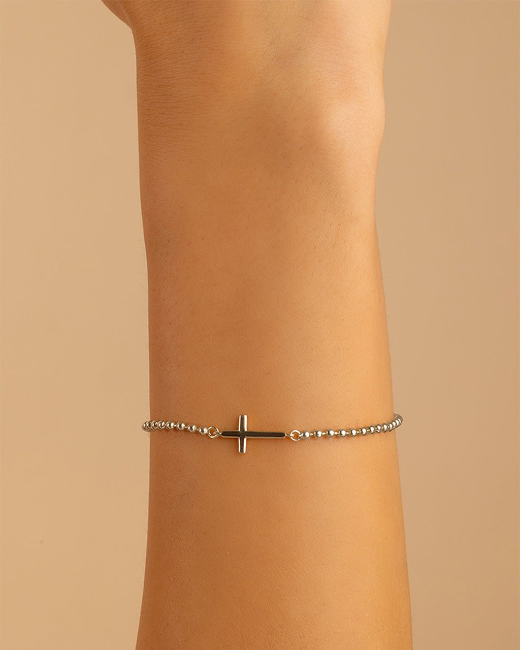 Sterling Silver Kelsey Beaded Cross Bracelet