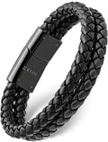 Double Black Braided Leather Bracelet