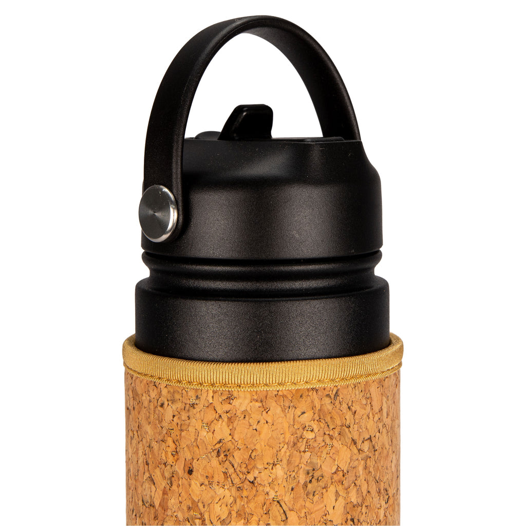 Black Cork Sleeve Bottle with Flip Straw Lid | 25oz