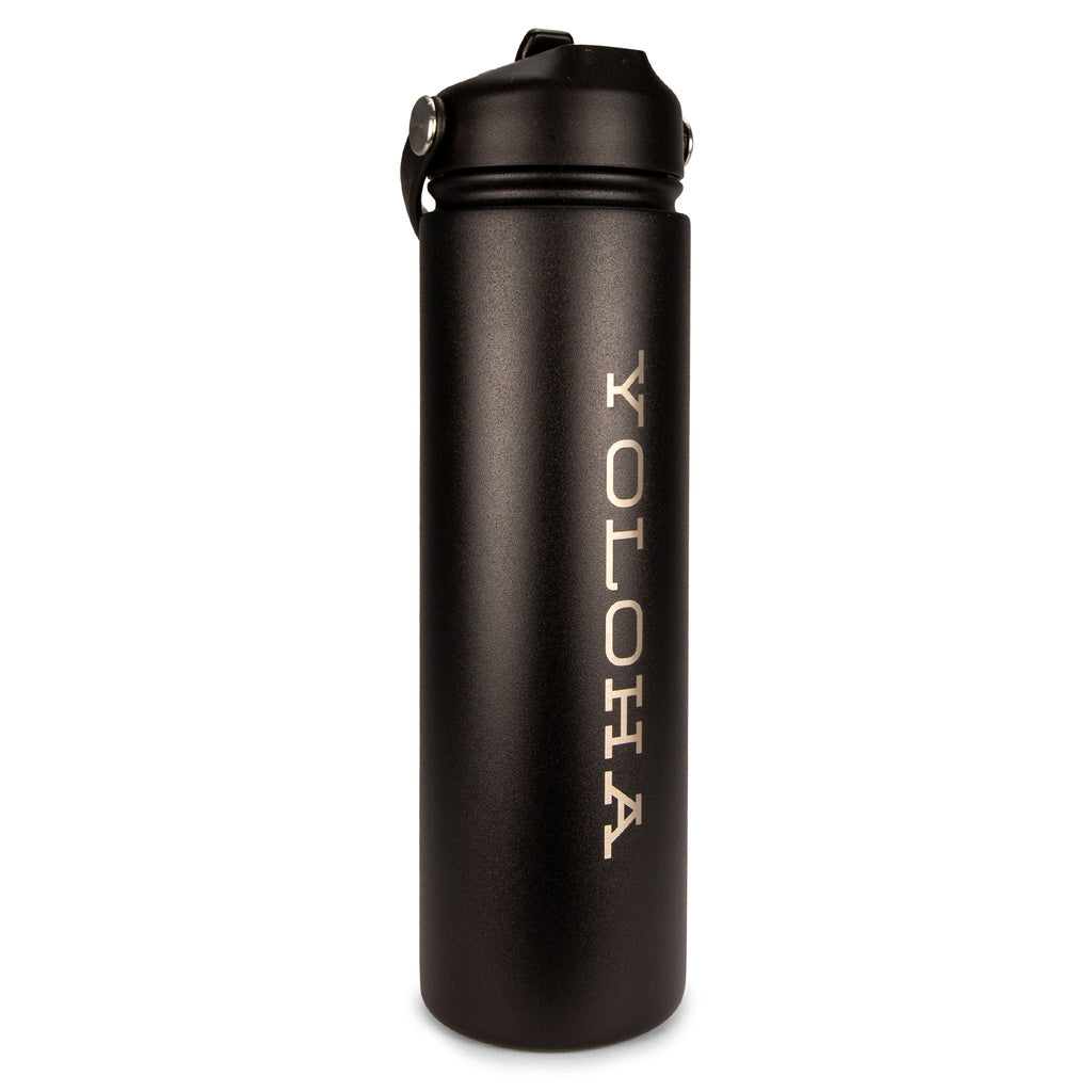 Black Cork Sleeve Bottle with Flip Straw Lid | 25oz