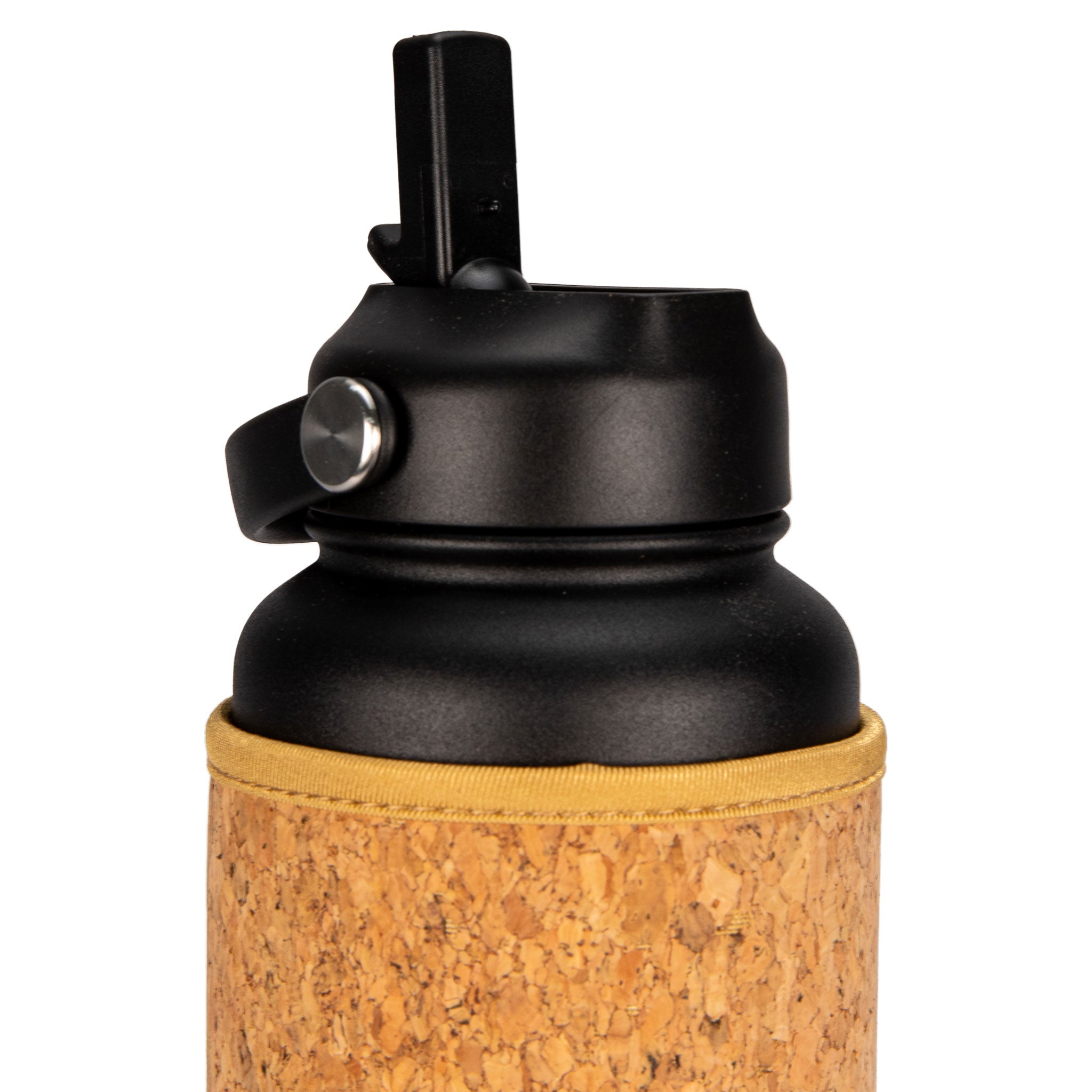 Black Cork Sleeve Bottle with Flip Straw Lid | 32oz