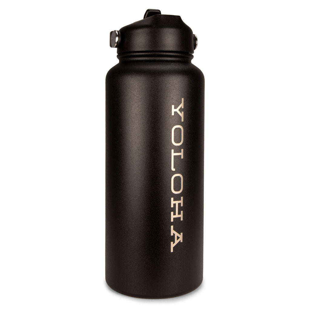 Black Cork Sleeve Bottle with Flip Straw Lid | 32oz