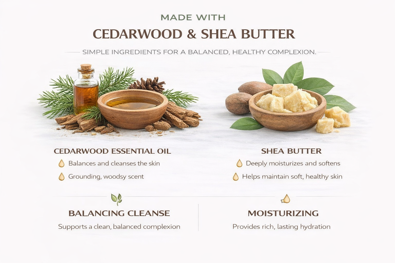 Cedarwood Coconut Shea Butter Bar Soap – Balancing Cleanse