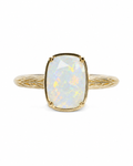 Sterling Silver Mini Opal Elongated Cushion Ring