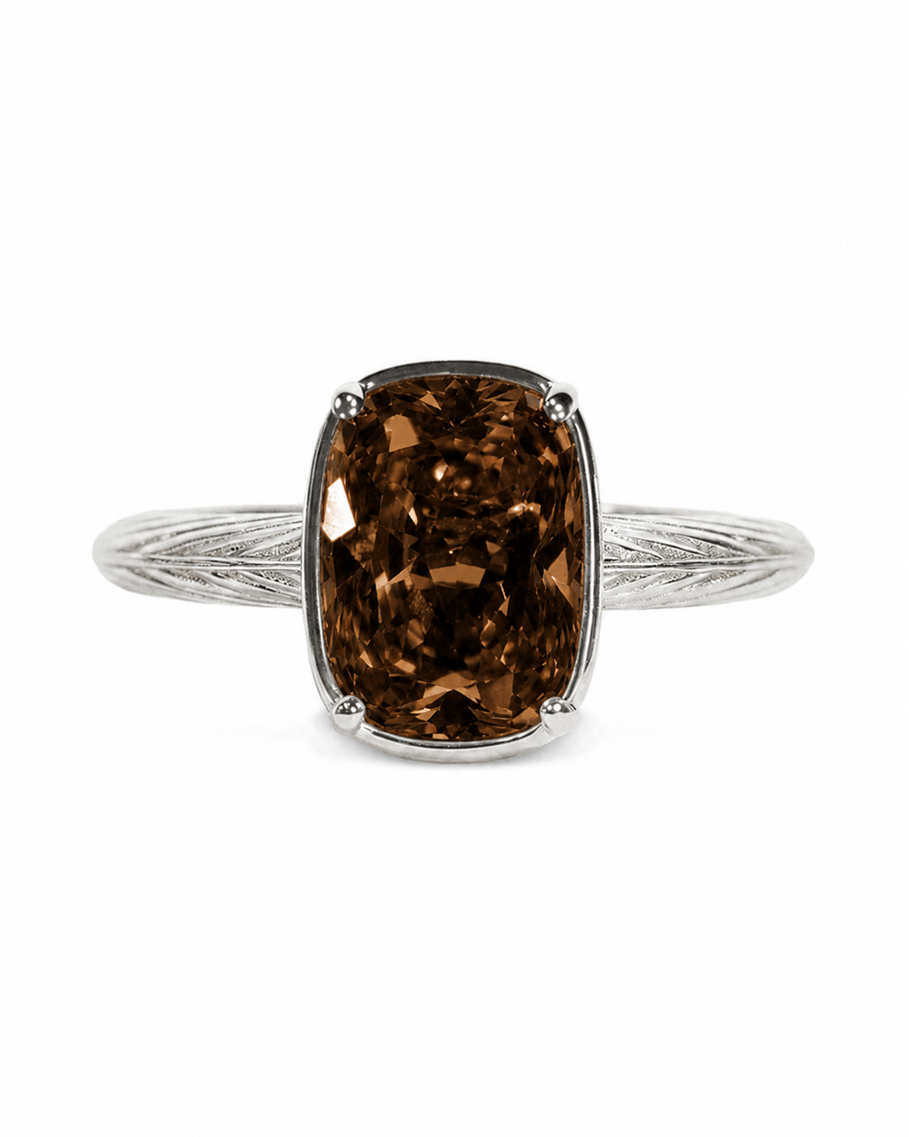 Sterling Silver Mini Chocolate Elongated Cushion Ring