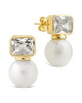 Hilda Pearl & Emerald Cut CZ Studs