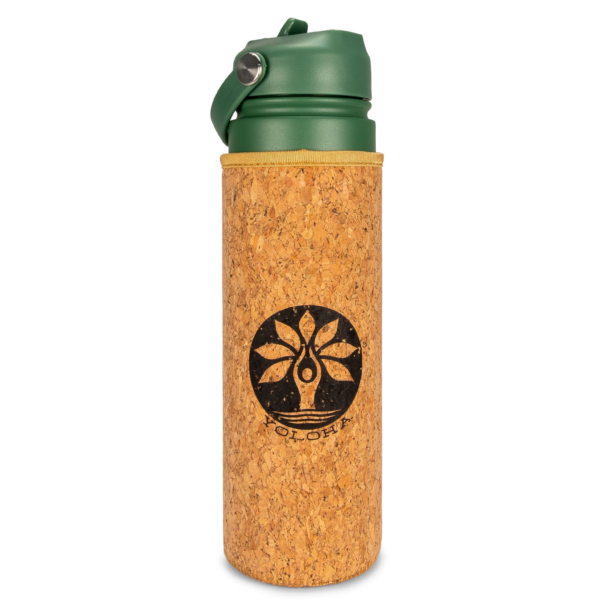 Green Cork Sleeve Bottle with Flip Straw Lid | 25oz