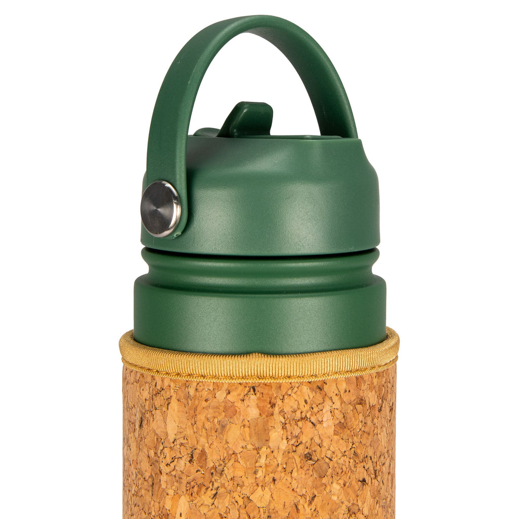 Green Cork Sleeve Bottle with Flip Straw Lid | 25oz