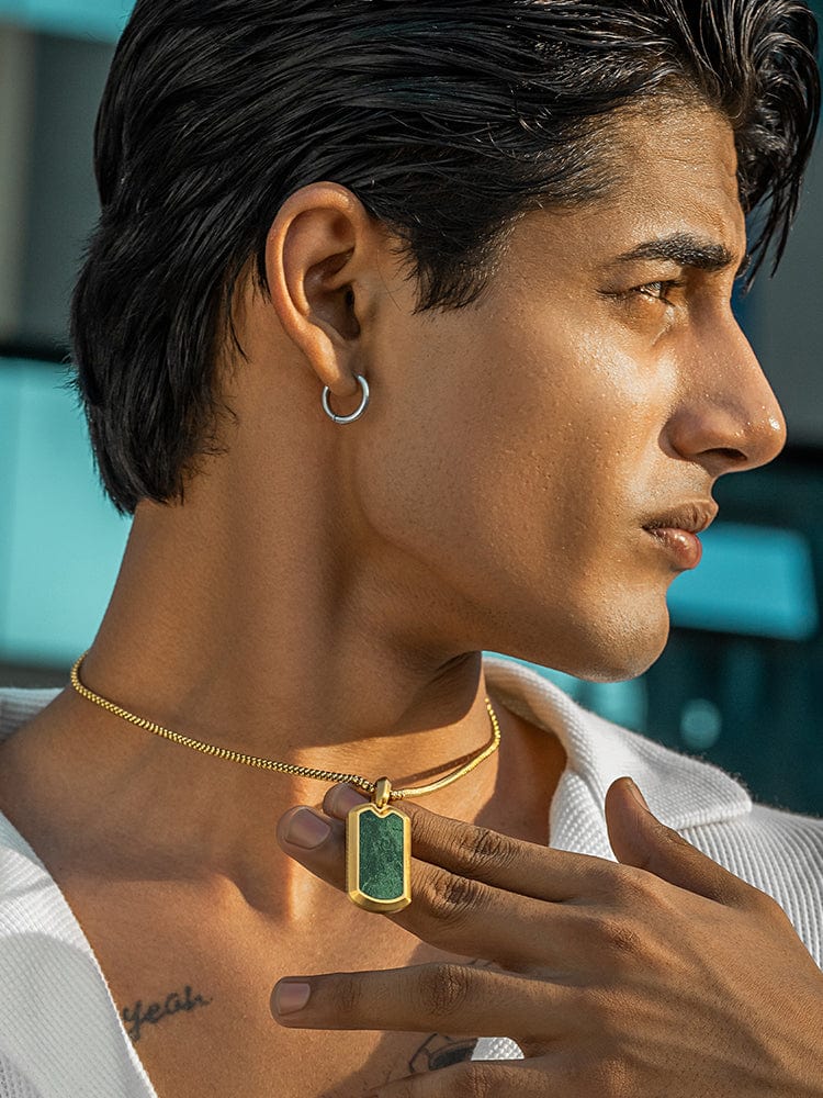 Jade Dog Tag Pendant Necklace