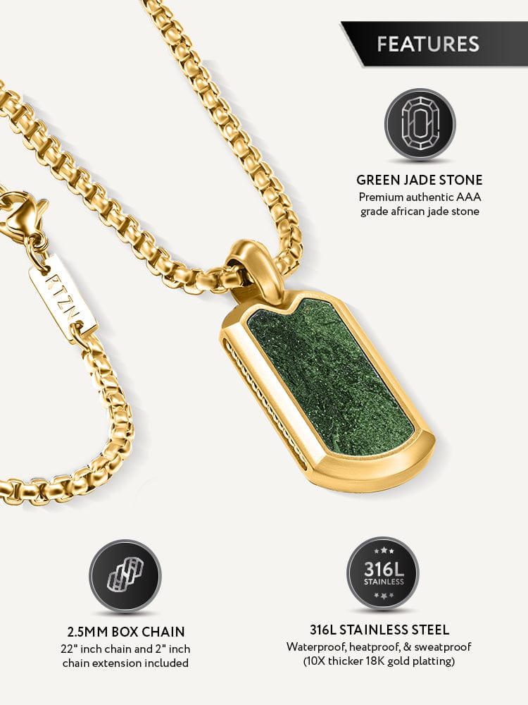 Jade Dog Tag Pendant Necklace