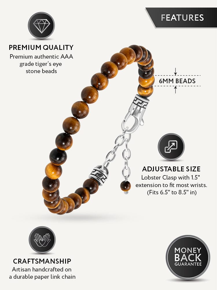 Tigers Eye Beaded Bracelet - Chain Fit