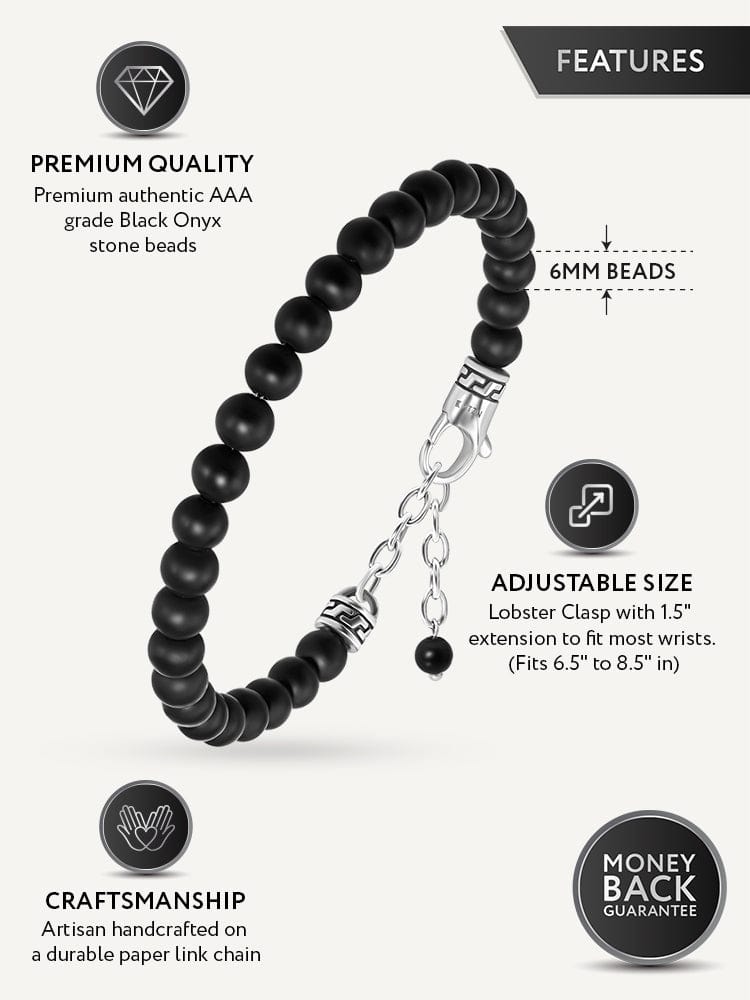 Black Onyx Beaded Bracelet - Chain Fit