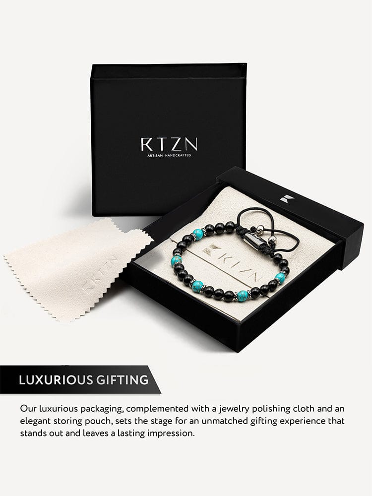 Turquoise & Black Onyx Beaded Bracelet - Navajo