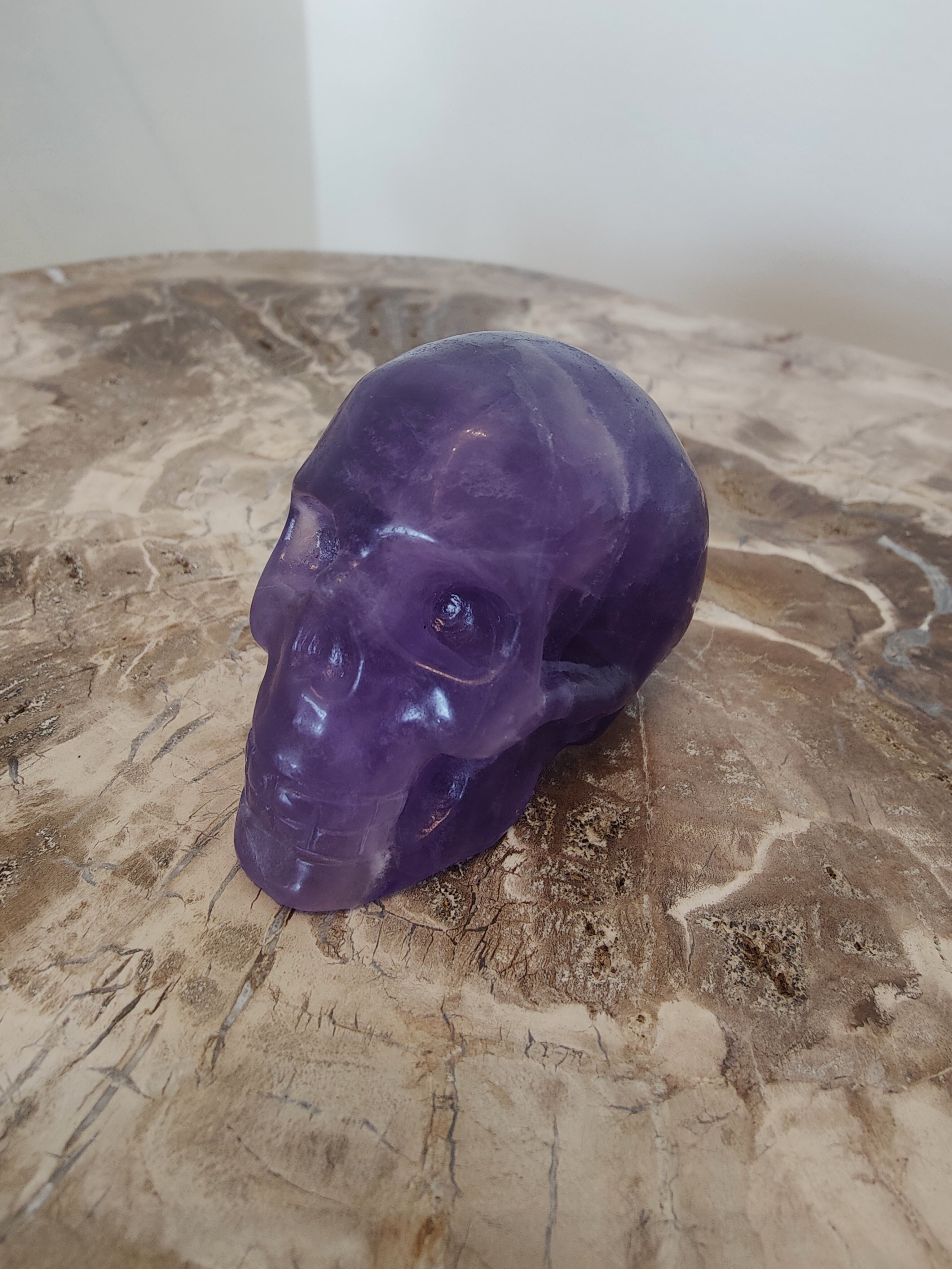 Purple Fluorite Skull Sculpture